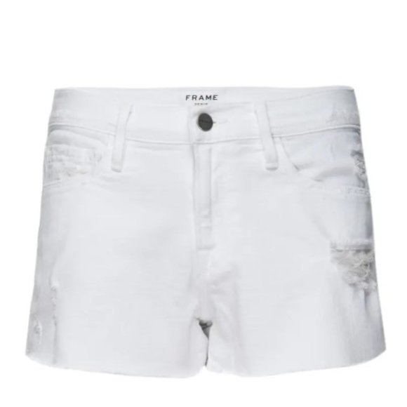Frame Denim Pants - FRAME Le Cut-Off Denim Shorts in White